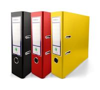 Netuno 3 Binder Black Red Yellow A4 Spine 8 cm 3.15in Extra Wide Cardboard File Organizer for Office School Desk Storage documents Strong Stable Large Capacity Practical