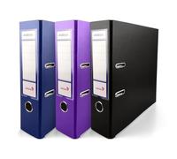 Netuno 3 Binder Dark Blue Purple Black A4 Spine 8 cm 3.15in Extra Wide Cardboard File Organizer for Office School Desk Storage documents Strong Stable Large Capacity Practical