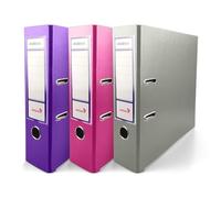 Netuno 3 Binder Purple Pink Grey A4 Spine 8 cm 3.15in Extra Wide Cardboard File Organizer for Office School Desk Storage documents Strong Stable Large Capacity Practical