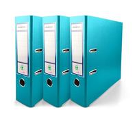 Netuno 3 Binder Turquoise A4 Spine 8 cm 3.15in Extra Wide Cardboard File Organizer for Office School Desk Storage documents Strong Stable Large Capacity Practical