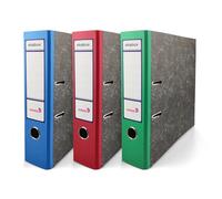 Netuno 3 Ekobox Ring Binders Marbled Green Blue Red A4 Cardboard Folder Office Document Storage 75mm 3 Inch Spine Filing Organiser Archive Box Label Slot Finger Hole Durable Design