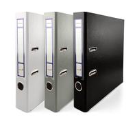 Netuno 3 x Ring Binder A4 White Black Grey 2-Ring Mechanism 5 cm Narrow Ring Binder Thin File Folder for Documents Folder A4 Slim Ring Binder Set Office Archive