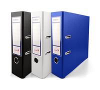 Netuno 3X Binder Black White Blue A4 Spine 8cm 3.15in Extra Wide Cardboard File Organizer for Office School Desk Storage documents Strong Stable Large Capacity Practical