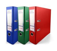 Netuno 3X Binder Blue Green red A4 Spine 8cm 3.15in Extra Wide Cardboard File Organizer for Office School Desk Storage documents Strong Stable Large Capacity Practical