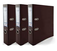 Netuno 3X Binder Chocolate Brown Glossy A4 Spine 7,5cm 2.95in Extra Wide Cardboard File Organizer for Office School Desk Storage documents Strong Stable Large Capacity Practical