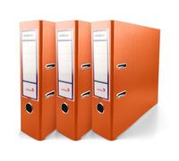 Netuno 3X Binder Orange A4 Spine 8cm 3.15in Extra Wide Cardboard File Organizer for Office School Desk Storage documents Strong Stable Large Capacity Practical