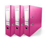 Netuno 3X Lever Arch File A4 Binder Pink 2 Ring with 8cm 3,15 inch Spine Durable Cardboard Organiser for Office School and Home