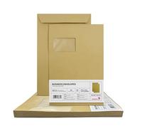 Netuno 50 Brown mailing envelopes C4 229 x 324 mm 9 x 12.8 in 90gsm Left Window Shipping envelopes Peel and Seal mailers Pocket Envelope Business mailing Envelope for documents invoices Contracts
