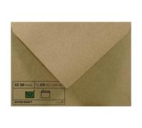 Netuno 50 Large Kraft Paper envelopes C5 162 x 229 mm 6.4x9 inches 100gsm Aster Kraft gummed Pointed Flap Natural Brown Vintage for Invitations Weddings Greeting Cards Diplomas certificates Photos