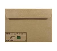 Netuno 50 large kraft paper envelopes C5 162 x 229 mm 6.4x9 inches 100gsm Aster Kraft peel & seal square flap natural brown vintage for invitations weddings greeting cards diplomas certificates photos