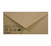 Netuno 50 Long Kraft Paper envelopes DL 110 x 220 mm 4.33 x 8.66 in 100gsm Aster Kraft Natural Brown Vintage envelopes for Birthday Cards Wedding Invitations Greeting Cards invoices vouchers DIY
