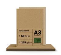 Netuno 50x Brown Kraft Cardboard DIN A3 297x420mm 11.69x16.54″ 225gsm Aster Kraft Recyclable Natural Ecological Paper ECO for Invitations Cards Scrapbooking menus Gifts Sketch Printing Christmas DYI