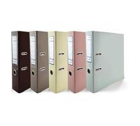 Netuno 5X File folders DIN A4 Ekobox Premium Edition 5 Colors Glossy Chocolate Brown Vanilla Cocoa Brown Pastel Pink Pastel Blue 2-Ring Mechanism Ring Order A4 75mm Plastic Folder