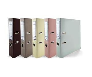 Netuno 5X File folders DIN A4 Ekobox Premium Edition 5 Colors Glossy Chocolate Brown Vanilla Cocoa Brown Pastel Pink Pastel Blue 2-Ring Mechanism Ring Order A4 75mm Plastic Folder