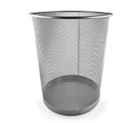 Netuno round silver metal mesh waste bin 29.5 x 35 cm 18 l decorative office paper basket home school workshop organiser modern durable elegant sturdy