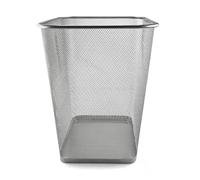 Netuno square silver metal mesh waste bin 27 x 35 cm 18 l decorative office paper basket home school workshop organiser modern durable elegant sturdy