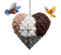 Netupett Heart-Shaped Alpaca Fiber Bird Nesting Shelter - Refillable Natural Wool Hummingbird House with Nesting Material, Perfect for Outdoor Garden & Wildlife Lovers