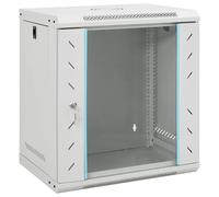 Network Cabinet 12U Grey Cold-Rolled Steel 19" Rack Wall Mount Glass Door Lock.