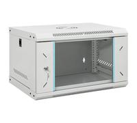Network Cabinet 6U Grey Cold-Rolled Steel Glass 19in Lockable Wall Mount Secure
