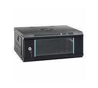 Network Cabinet Black Steel 53x45x21cm Wall-Mounted Lockable Tempered Glass Pro