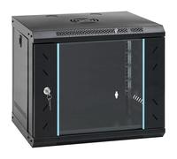 Network Cabinet Black Steel 53x45x45cm Wall-Mount Tempered Glass Lockable Secure