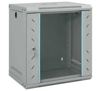 Network Cabinet Grey 53x45x60 cm Steel Wall-Mount Lockable Tempered Glass Indoor