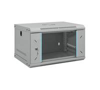 Network Cabinet Wall-Mount Grey Steel 53x45x30cm Tempered Glass Lockable Storage