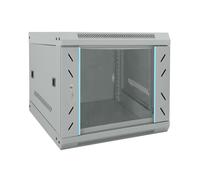 Network Cabinet Wall-Mount Grey Steel 53x60x45cm Tempered Glass Lockable Indoor