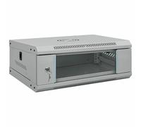 Network Cabinet Wall-Mount Steel Grey 53x35x21cm Tempered Glass Lockable Secure