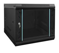 Network Cabinet Wall-Mounted Black Steel 53x60x45cm Tempered Glass Lockbox Safe