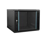 Network Cabinet Wall-Mounted Black Steel 60x60x50cm Tempered Glass Lock Security