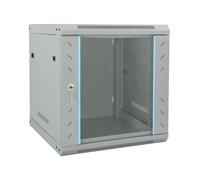 Network Cabinet Wall-Mounted Grey Steel 53x60x60cm Tempered Glass Lockbox Secure