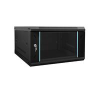 Network Cabinet Wall-Mounted Steel Black 53x60x30cm Lockable Indoor Glass Doors