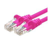 1aTTack.de Network cable CAT 5e UTP network patch cable with 2x RJ45 plugs 0.25m magenta