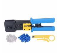 Network Cable Crimp Pliers, Ratchet Crimper for RJ45 RJ11 Connectors, 6P 8P Through Hole and Regular EZ RJ Crimping Tool with Wire Stripper for UTP STP Flat Telephone