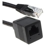 Network CAT6 UTP Ethernet RJ45 Extension Male/Female Cable Black 0.15m 15cm