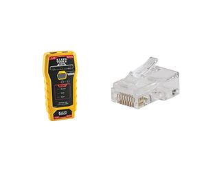 Network LAN Cable Tester, VDV Tester, LAN Explorer with Remote Klein Tools VDV526-100 & Pass-Thru Modular Data Plug, RJ45 CAT6, Pass Through Connectors 50-Pack, VDV826-703