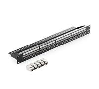 Network Patch Panel, Patchpanel Set Modular 1U (19 inch) rack installation and Shielded Keystone Coupler CAT6a Compatible CAT5,CAT6, 24 Port Rack Mountable Patch Panel RJ45 110 Network Mini Patch Pane