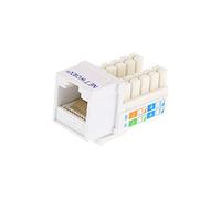 Networx Cat6 Keystone Jack - 90 Degree RJ45 Ethernet Module - 50 Micron Gold Plated - Slim Profile for High Density Patch Panels - UL-Listed Fire Retardant - White - 25 Pack