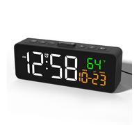 Netzu Digital Alarm Clocks for Living Room, Small Alarm Clock with Temperature, Calendar, 4 Dimmer, 3 Volumes, Loud Digital Clock Mains Powered, Plug-in Alarm Clock Beside for Kids Adults