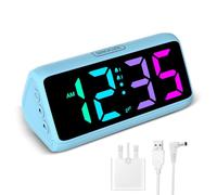 Netzu Loud Alarm Clock for Bedroom, Digital Alarm Clock with RGB Led Display, Dual Alarm, 5 Dimmers, 4 Volumes, Power-Off Memory, Mians Powered Bedside Clocks for Heavy Sleeper Kids Teens Elderly