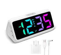 Netzu Loud Alarm Clock for Bedroom, Digital Alarm Clock with RGB Led Display, Dual Alarm, 5 Dimmers, 4 Volumes, Power-Off Memory, Mians Powered Bedside Clocks for Heavy Sleeper Kids Teens Elderly