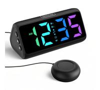 Netzu Loud Alarm Clock for Heavy Sleepers, Vibrating Alarm Clock with Bed Shaker, RGB Led Display, Dual Alarm, 5 Dimmers, 4 Volumes, Bedside Clocks