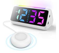 Netzu Loud Alarm Clock for Heavy Sleepers, Vibrating Alarm Clocks with Bed Shaker, Night Light, RGB Display, Brightness Dimmer, Vibration Alarm Clock Bedside for Hearing Impaired Deaf People