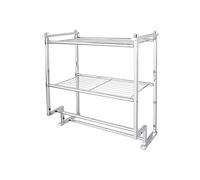 Neu Home Organize It All Chrome 2 Tier Wall Mounting Bathroom Rack with Towel Bars, Metallic, 17.625''L x 9.625''W x 18.25''H