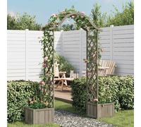 vidaXL Solid Firwood Garden Pergola with Planter Grey Pergola Entryway Arch