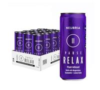 NEUBRIA PAUSE Relaxation Vitamin Drink, Magnesium & L-Theanine with Chamomile & Lemon Balm, Unwind Blend, Sugar Free & Vegan, 12 × 330 ml Cans (Raspberry Ice Flavour)