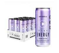 NEUBRIA PLAY Natural Nootropic Energy Drink - Sugar Free - High Caffeine (187mg) with Guarana, Ginseng & Vitamins B, C - Healthy Focus & Productivity Beverage for Gaming, Work & Gym - 12 x 330ml Cans