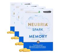 NEUBRIA Spark Memory Supplement - Multivitamin for Adults with Bacopa Monnieri, Ginkgo Biloba, Turmeric, Ashwagandha, CoQ10 & Citicoline - Nootropic Brain Support - 30 Capsules (Pack of 4)