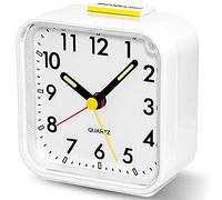 Neucox Battery Alarm Clock Bedside Non Ticking Silent Desk Clock Simple Table Analogue Clocks Nightlight Luminous Hands for Bedrooms Office Outdoors Heavy Sleepers